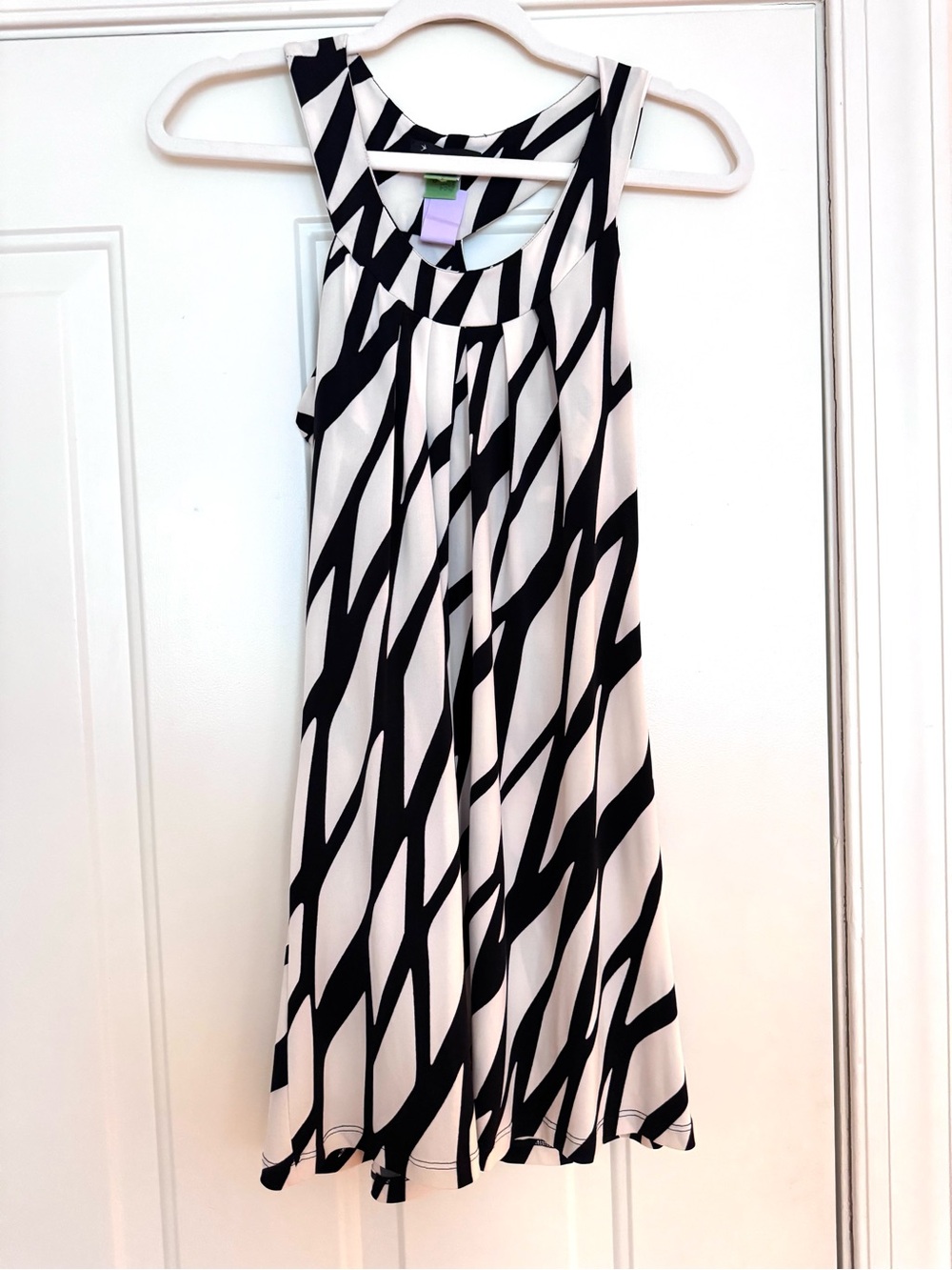 Black and White Graphic Cutout Dress